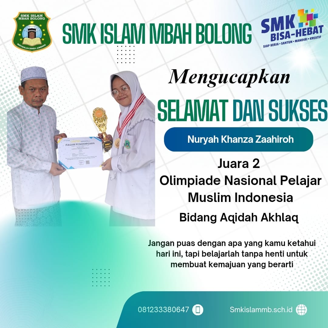 Penghargaan Juara 2 Olimpiade Nasional Pelajar Muslim Indonesia